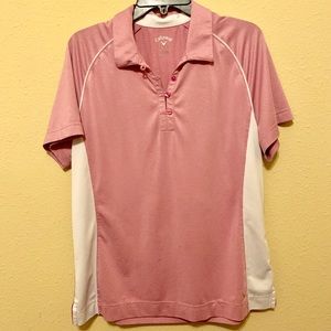 Callaway dusty rose & white performance polo XL